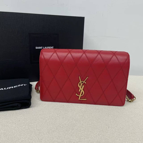 【TikTok Livestream】Saint Laurent/YSL Angie Chain Quilted Red