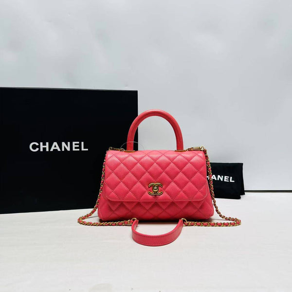 Chanel/CC Coco Handle Mini Flap Quilted Pink