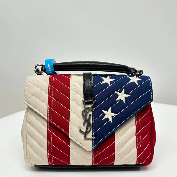 【TikTok Livestream】Saint Laurent/YSL College Medium Chevron American Flag Multicolor C1223