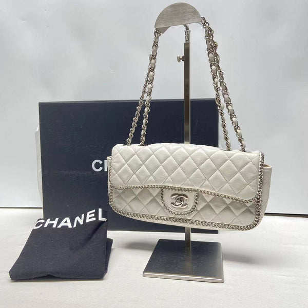 Chanel/CC Madison Chain Trim East West Flap White