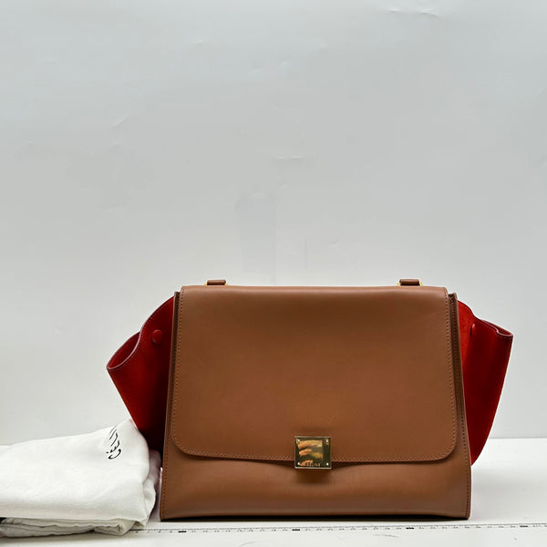 【TikTok Livestream】Celine Trapeze Medium Brown/Red