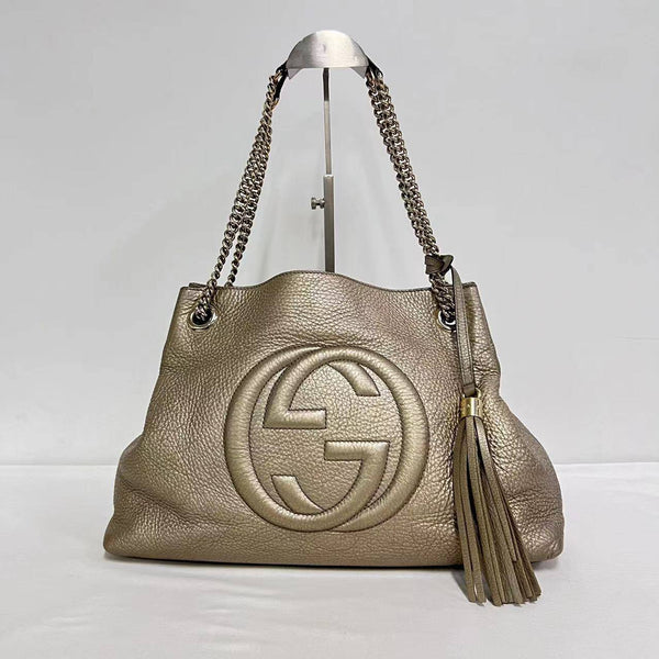 【TikTok Livestream】Gucci/GG Soho Medium Gold Shopping Tote