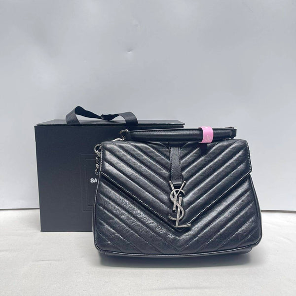 【TikTok Livestream】Saint Laurent/YSL College Medium Chevron Black