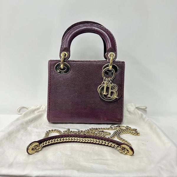 【TikTok Livestream】Dior/ CD Limited Edition Lady Dior Mini Lizard Leather Gold Hardware