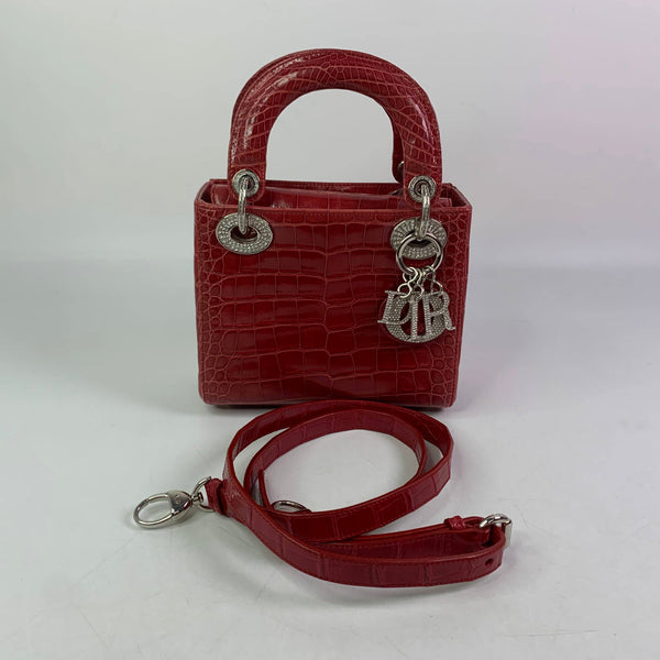 【Just In】Dior/ CD Statement Piece Croc Leather Red Diamond Hardware Lady Dior Mini