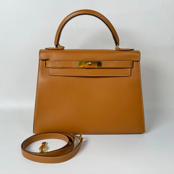 Hermes Kelly 28 Caramel Circle-J Stamp Gold Hardware Shoulder Bag/Handbag