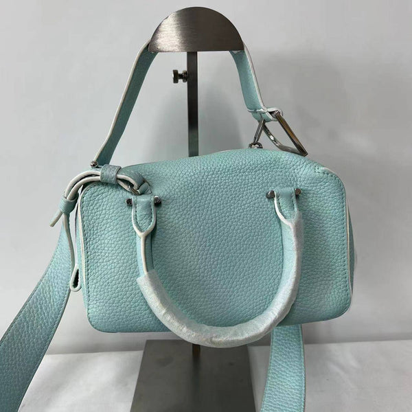 【TikTok Livestream】Delvaux/ Cool Box MM Baby Blue Pebbled Taurillon Crossbody