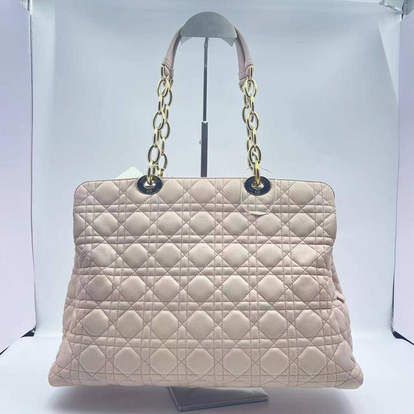 【TikTok Livestream】Dior/CD LadyDior Large Quilted Cannage Light Pink Tote Bag