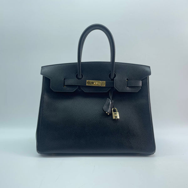 Hermes Birkin 35 Chevre Leather Cricled-Z Stamp 89 Black/ Noir Gold Stamp