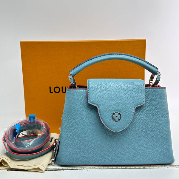 【TikTok Livestream】Louis Vuitton/LV Capucines BB Light Blue/Red Shoulder Bag