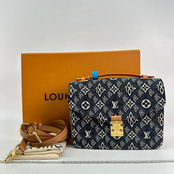 【TikTok Livestream】Louis Vuitton/LV Pochette Metis Jacquard Since 1854 Canvas Blue Shoulder Bag