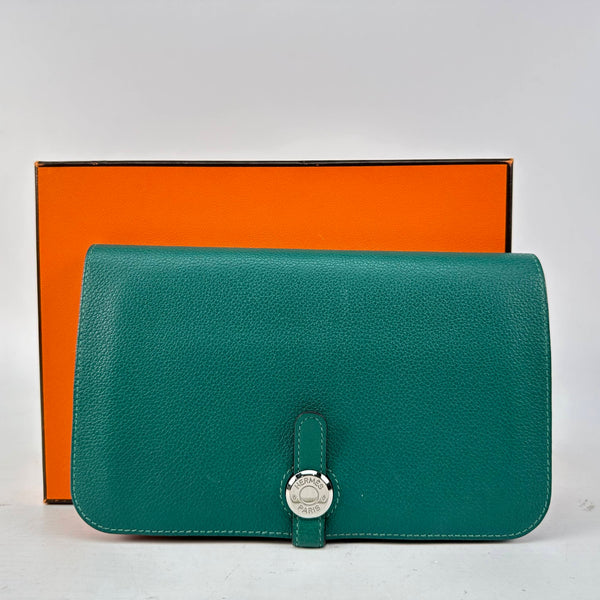 Hermes Dogon Duo Togo Green Wallet