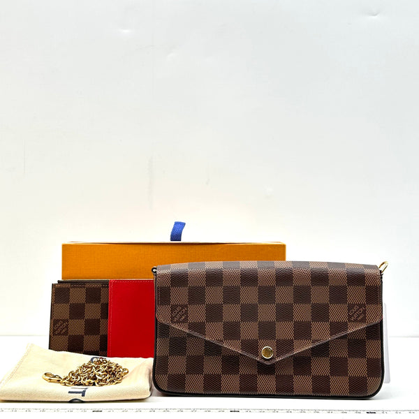 【TikTok Livestream】Louis Vuitton/LV Pochette Felicie Damier Ebene Red Interior WOC Crossbody