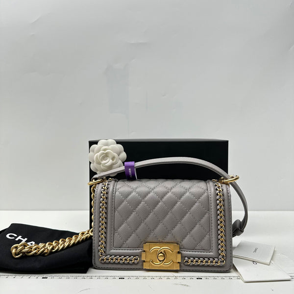 Chanel/CC Le Boy Small Quilted Caviar Grey Crossbody