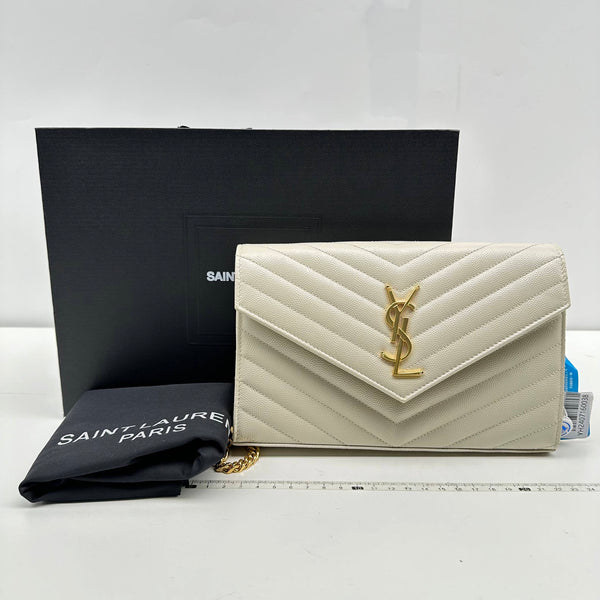 【TikTok Livestream】Saint Laurent/YSL Cassandre Envelope Large Off White