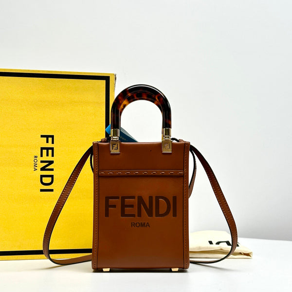 【TikTok Livestrem】Fendi Sunshine Mini Shopper Caramel Crossbody