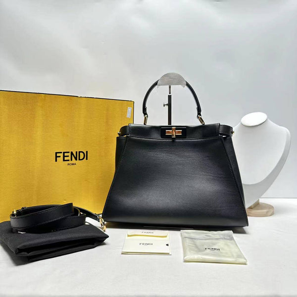 【TikTok Livestream】Fendi Peekaboo Medium Black Shoulder Bag