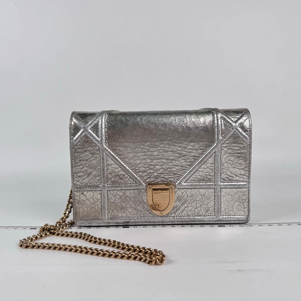 【TikTok Livestream】Dior/CD Diorama Small Metallic Silver WOC Crossbody