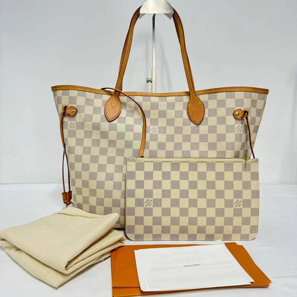 【TikTok Livestream】Louis Vuitton/LV Neverfull MM Damier Azur Tote Bag