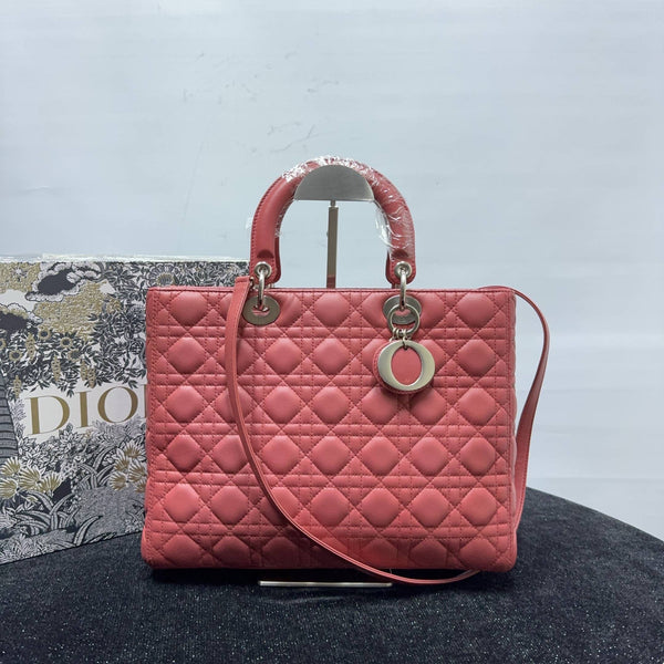 【TikTok Livestream】Dior/CD LadyDior Large Cannage Quilted Pink Shoulder Bag