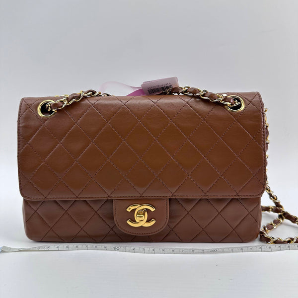 Chanel/CC Classic Diamond Aged Calfskin Brown Double Flap Bag Shoulder Bag