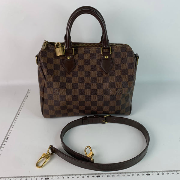 【TikTok Livestream】Louis Vuitton/LV Speedy Bandouliere 25 Coated Canvas  Damier Ebene Shoulder Bag