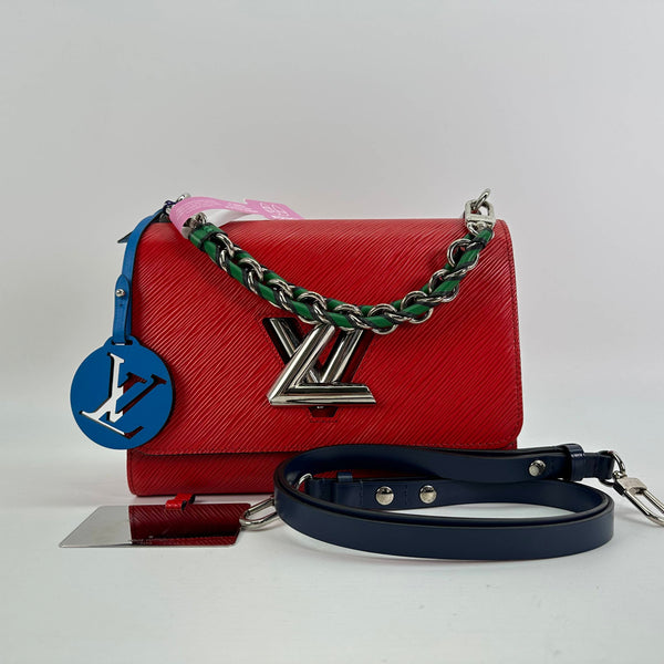 【TikTok Livestream】Louis Vuitton/LV Twist MM EPI Red/Navy Blue Shoulder Bag