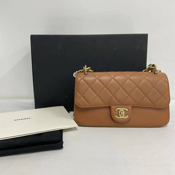 Chanel/CC Flap Quilted Brown Crossbody