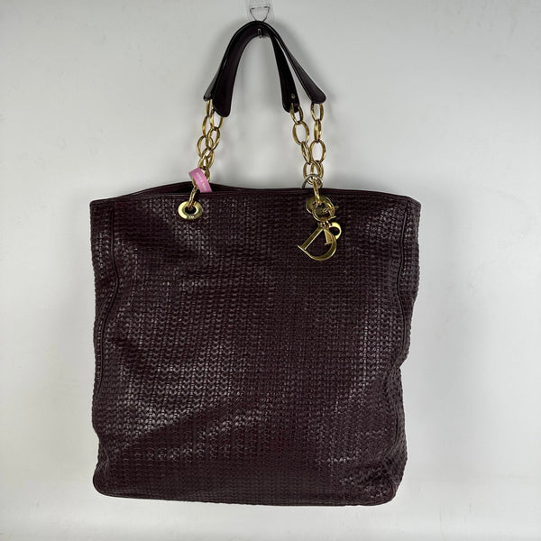 【TikTok Livestream】Dior/CD Shopping Tote Large Woven Burgundy Tote Bag