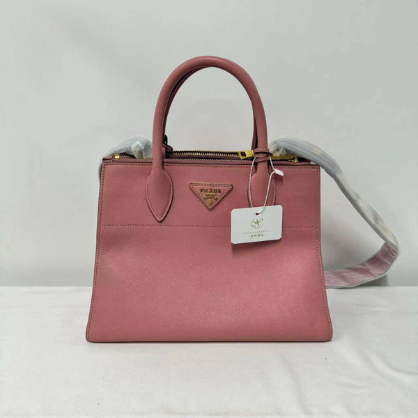 【TikTok Livestream】Prada Paradigme Tote Small Saffiano Pink Tote Bag