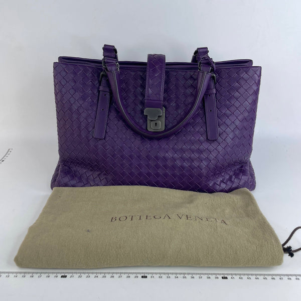 【TikTok Livestream】Bottega Veneta/BV Roma Medium Nappa Purple Intrecciato Tote Bag