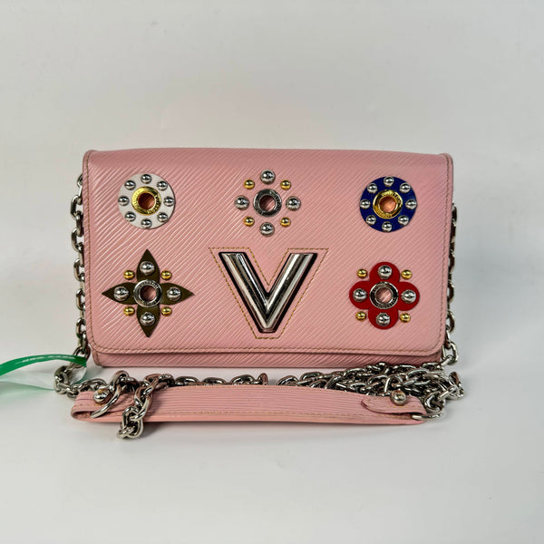 【TikTok Livestream】Louis Vuitton/LV Twist Flowers Studded MM Epi Leather Rose Ballerine Wallet