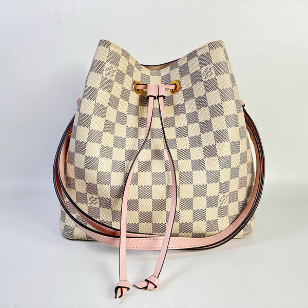 【TikTok Livestream】Louis Vuitton/LV Neo Noe MM Coated Canvas Damier Azur/Pink Shoulder Bag