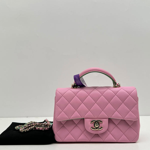 Chanel/CC Flap Lambskin Pink/Green Crossbody