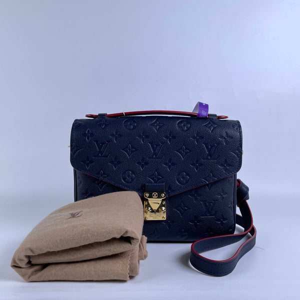 【TikTok Livestream】Louis Vuitton/LV Pochette Metis Empreinte Monogram Navy/Red Shoulder Bag/Handbag