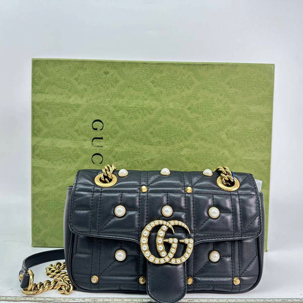 【TikTok Livestream】Gucci/GG Marmont Mini Pearly Black Crossbody