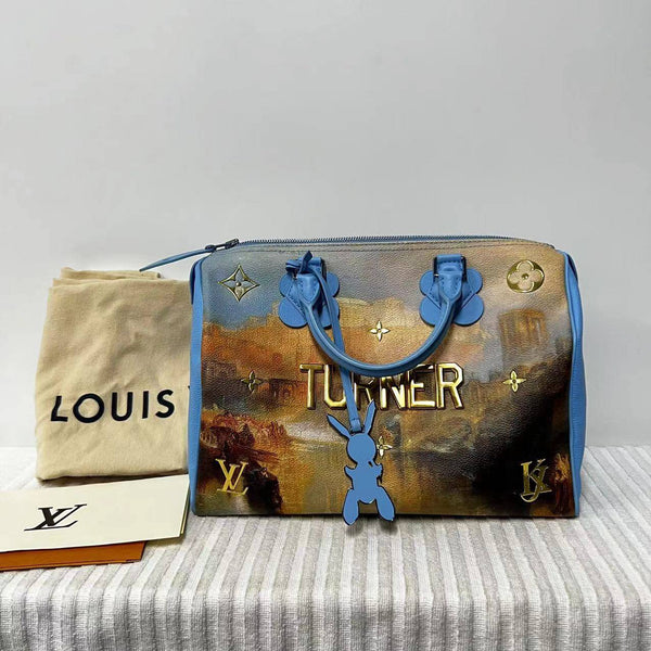 【TikTok Livestream】Louis Vuitton/LV LV X Jeff Koons Speedy 30 Limited Edition Coated Canvas Multicolor Handbag