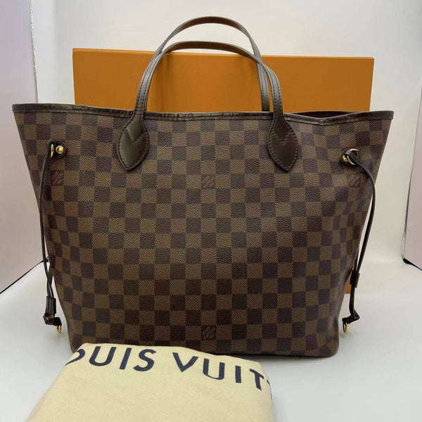 【TikTok Livestream】Louis Vuitton/LV Neverfull MM Coated Canvas Damier Ebene Pink Interior Tote Bag