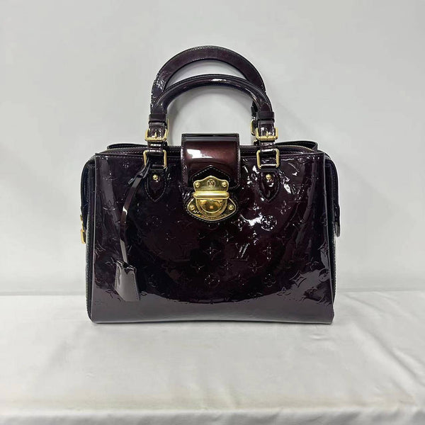 【TikTok Livestream】Louis Vuitton/LV Melrose Avenue Vernis Burgundy Handbag