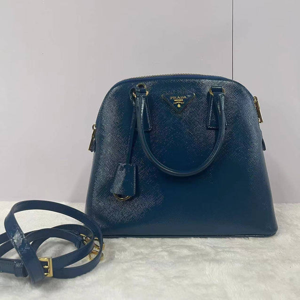 【TikTok Livestream】Prada Promenade Saffiano Blue Shoulder Bag/Handbag