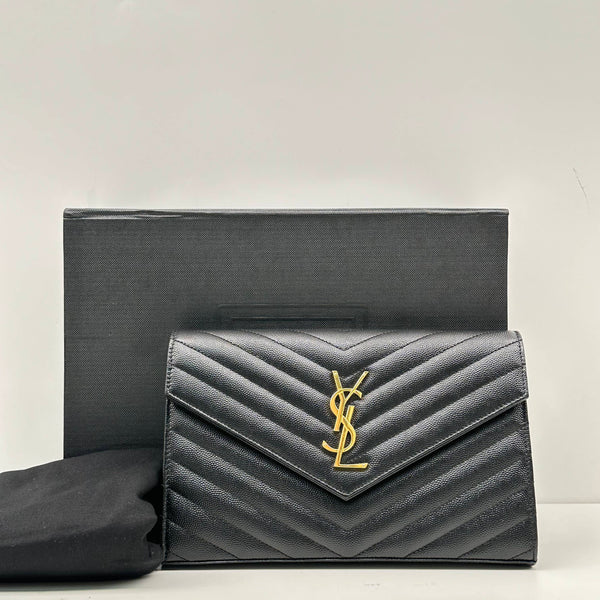 【TikTok Livestream】Saint Laurent/YSL Cassandre Envelope Large Caviar Black Crossbody