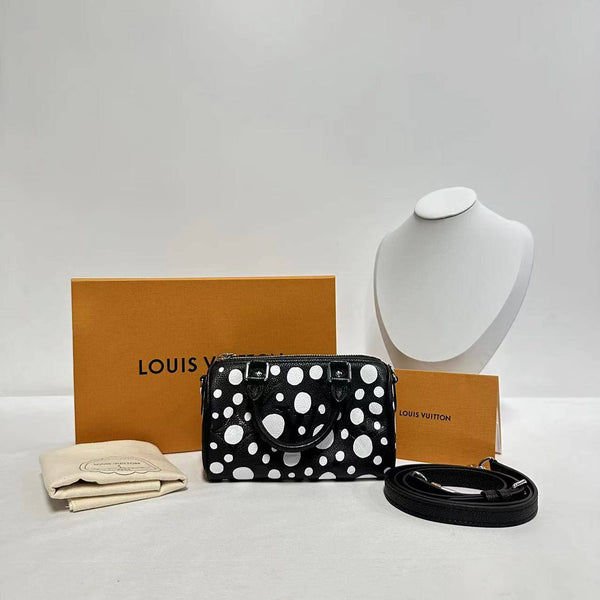 【TikTok Livestream】Louis Vuitton/LV X Yayoi Kusama Nano Speedy Bandouliere Empreinte Black/White Limited Edition Crossbody