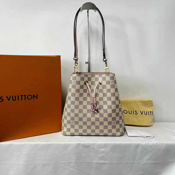 【TikTok Livestream】Louis Vuitton/LV Neo Noe MM Coated Canvas Damier Azur/Pink Shoulder Bag