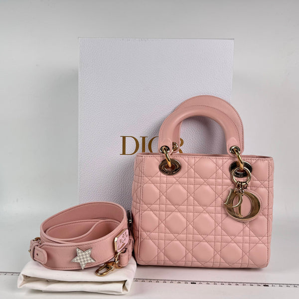 【TikTok Livestream】Dior/CD LadyDior My ABC Small Cannage Quilted Light Pink Shoulder/Handbag Bag