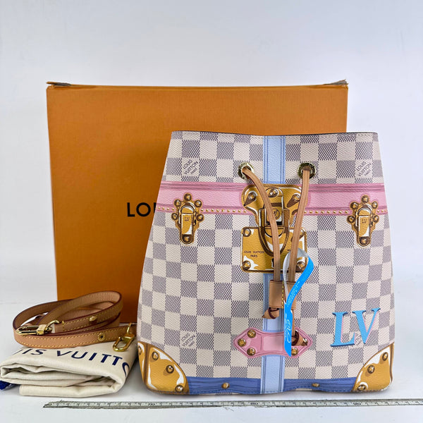 【TikTok Livestream】Louis Vuitton/LV Summer Trunks NeoNoe MM Damier Azur Limited Edition Shoulder Bag