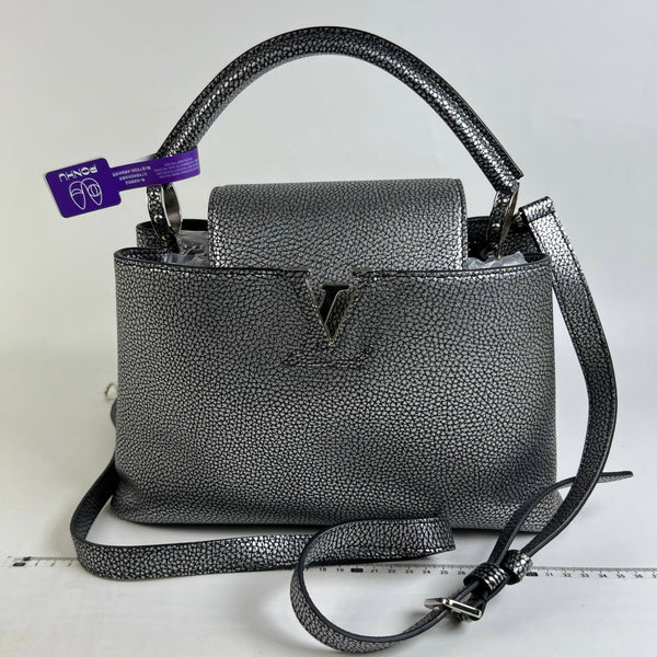 【TikTok Livestream】Louis Vuitton/LV Capucines BB Metallic Matte Gray Shoulder Bag