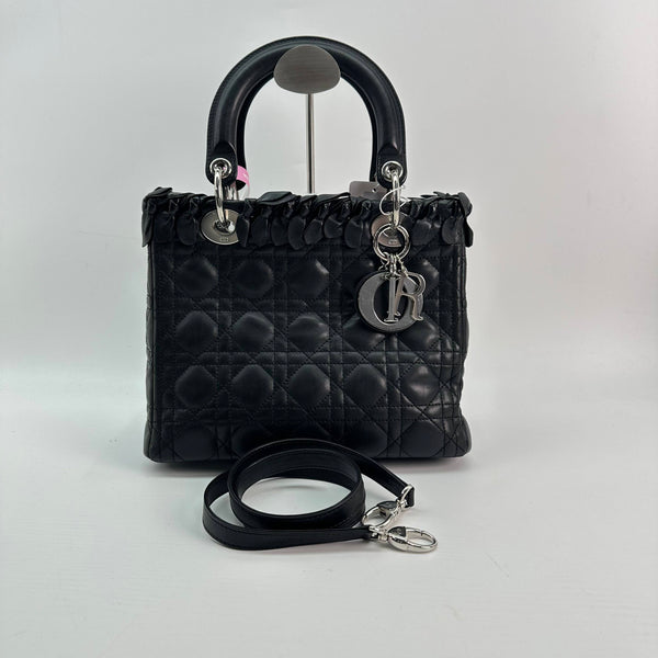 【TikTok Livestream】Dior/CD LadyDior Medium Cannage Quilted Black Special Edition Shoulder Bag/Handbag