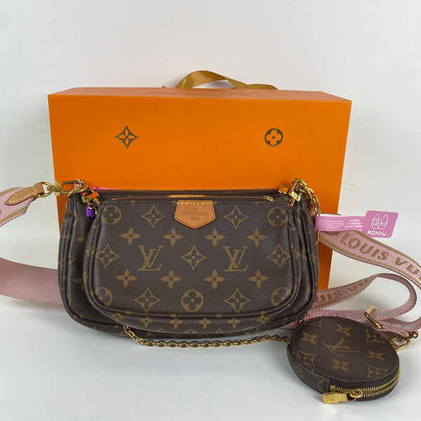 【TikTok Livestream】Louis Vuitton/LV Multi Pochette Accessoire Coated Canvas Monogram/Pink Shoulder Bag