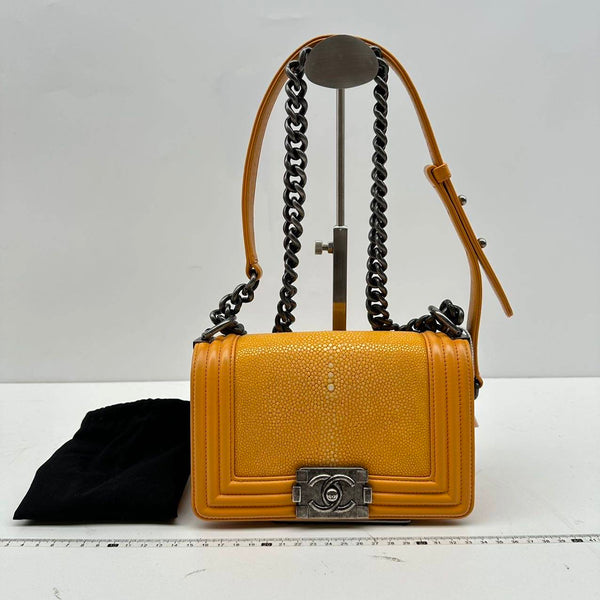 Chanel/CC Le Boy Small Stingray Yellow Galuchat Limited Edition Crossbody