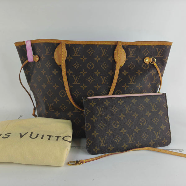 【TikTok Livestream】Louis Vuitton/LV Neverfull MM Coated canvas  Monogram Pink Interior Tote Bag